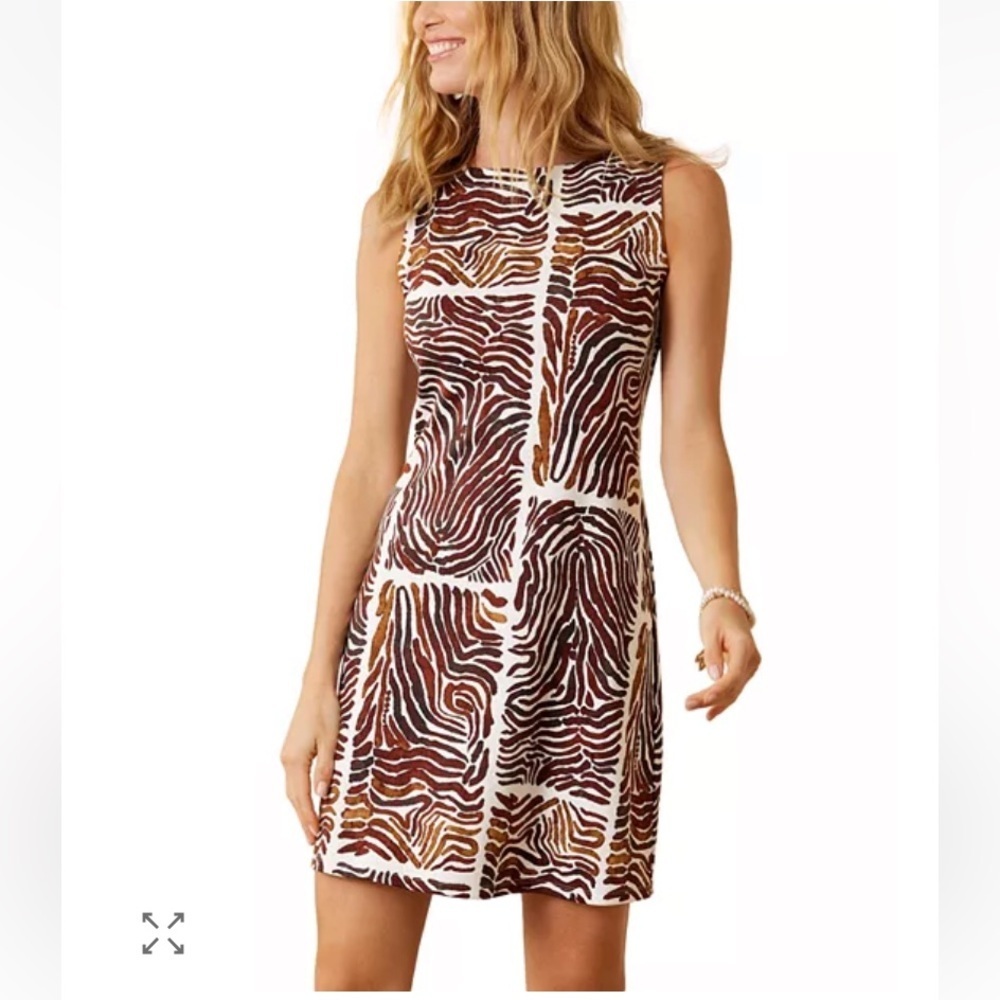 Tommy Bahama Brown White Animal Print Sleeveless Shift Dress
